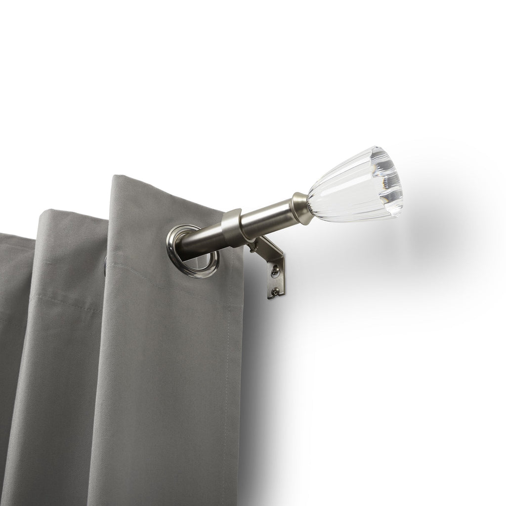  Clear Fluted 1" Single Curtain Rod, 42"-120",  Nickel