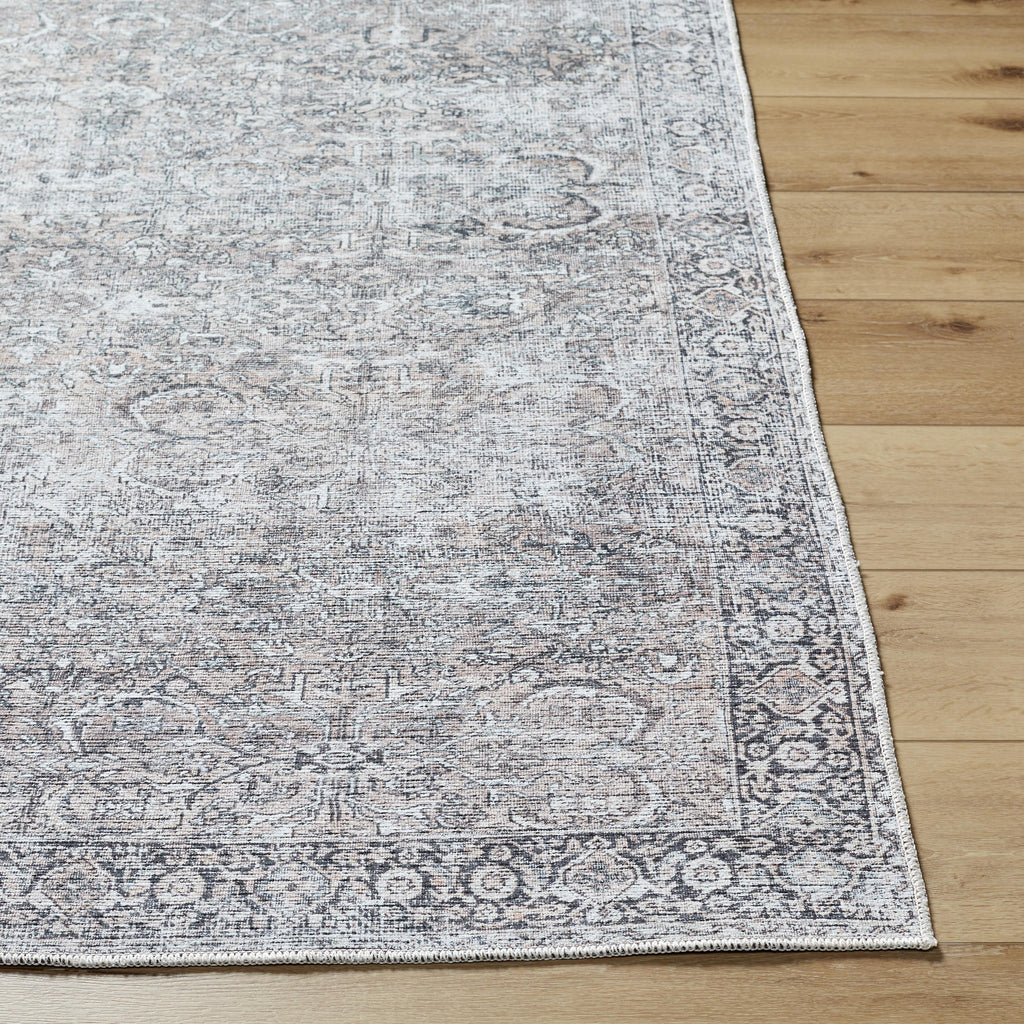  Persian Blooms Washable Non-Skid Indoor Area Rug, Brown, 5'3" x 7'