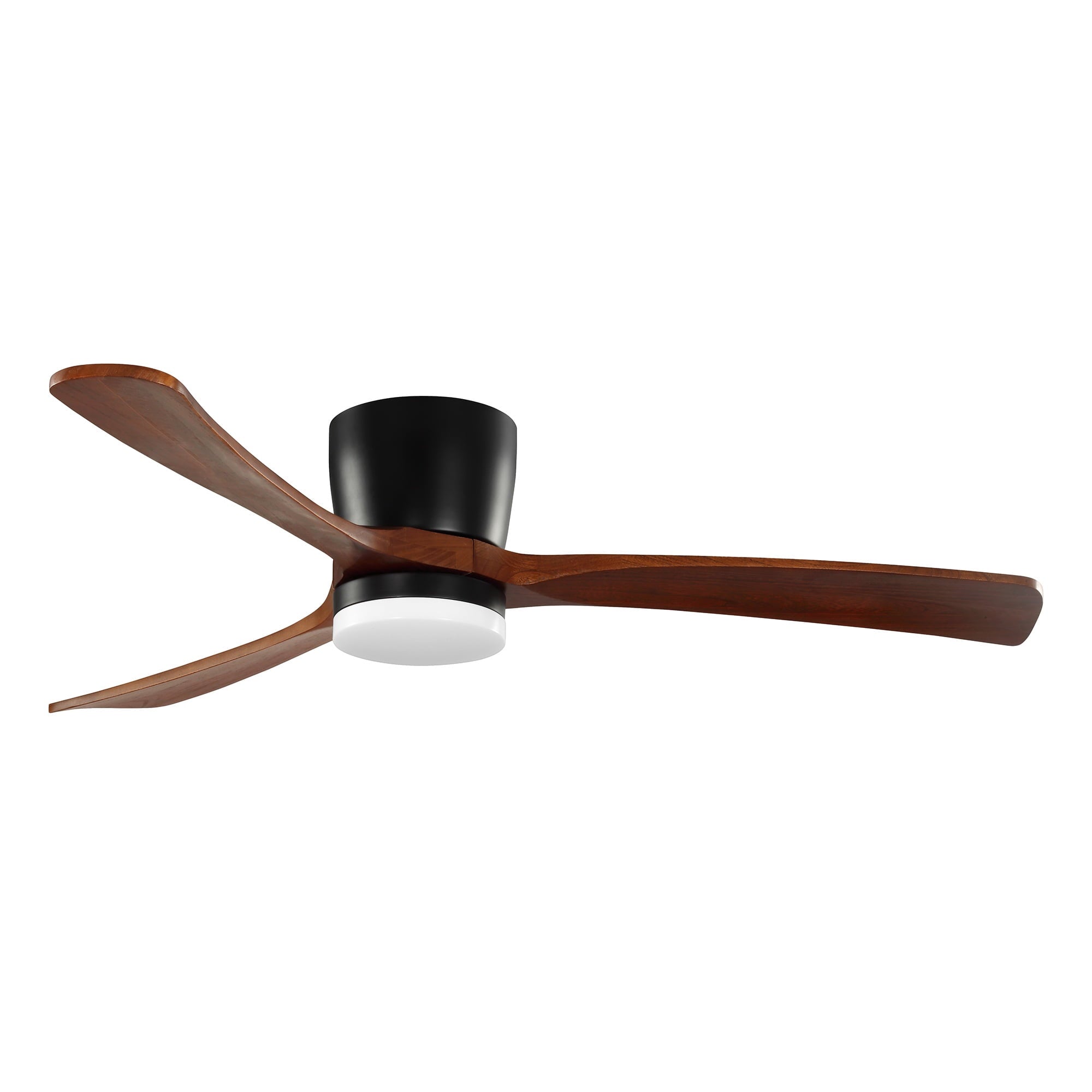  52" Hayden Matte Black Indoor/Outdoor Hugger Ceiling Fan with Light Kit and Remote Control