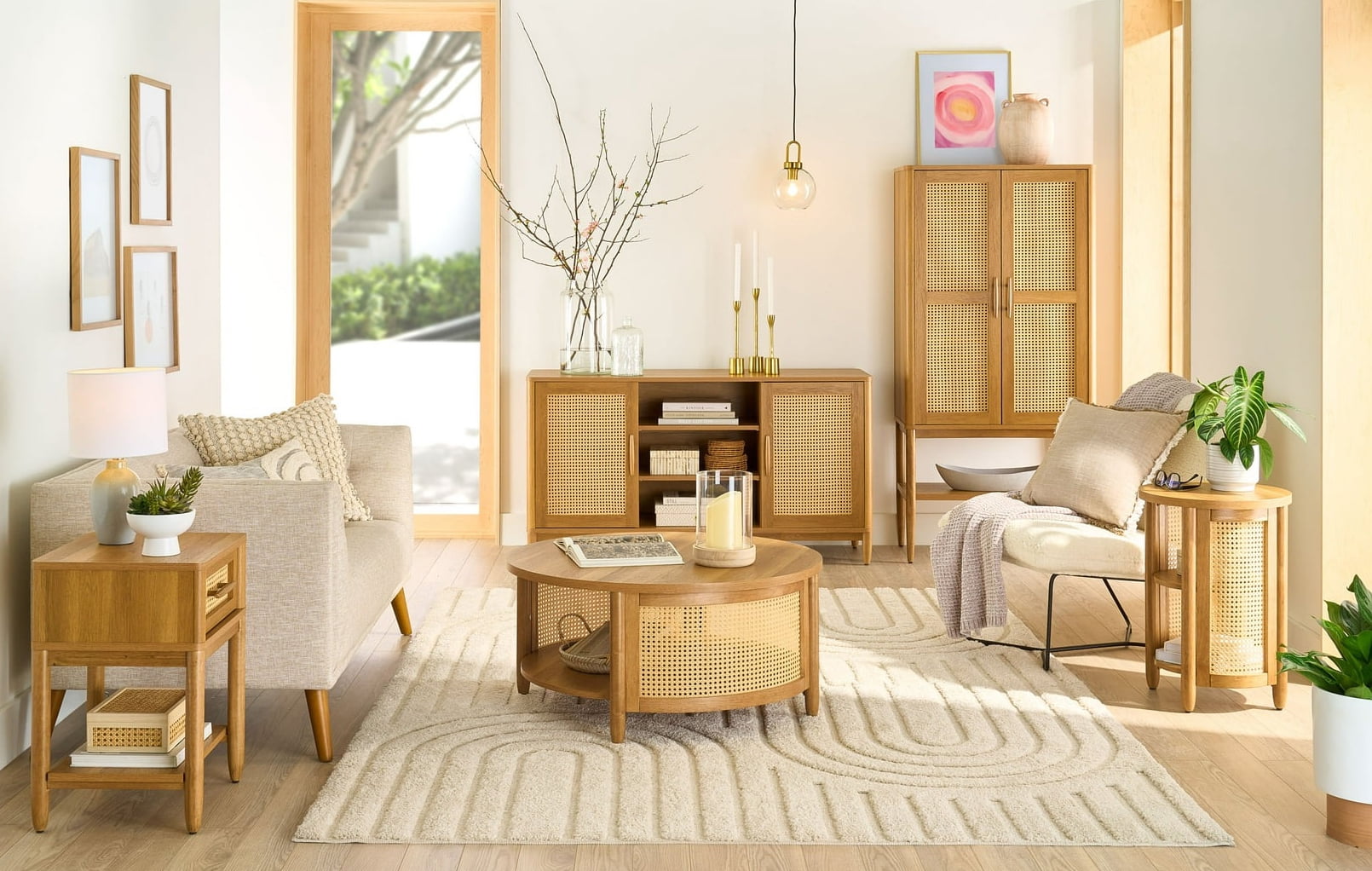  Springwood Cane TV Stand for TV's up to 65", Light Honey Finish