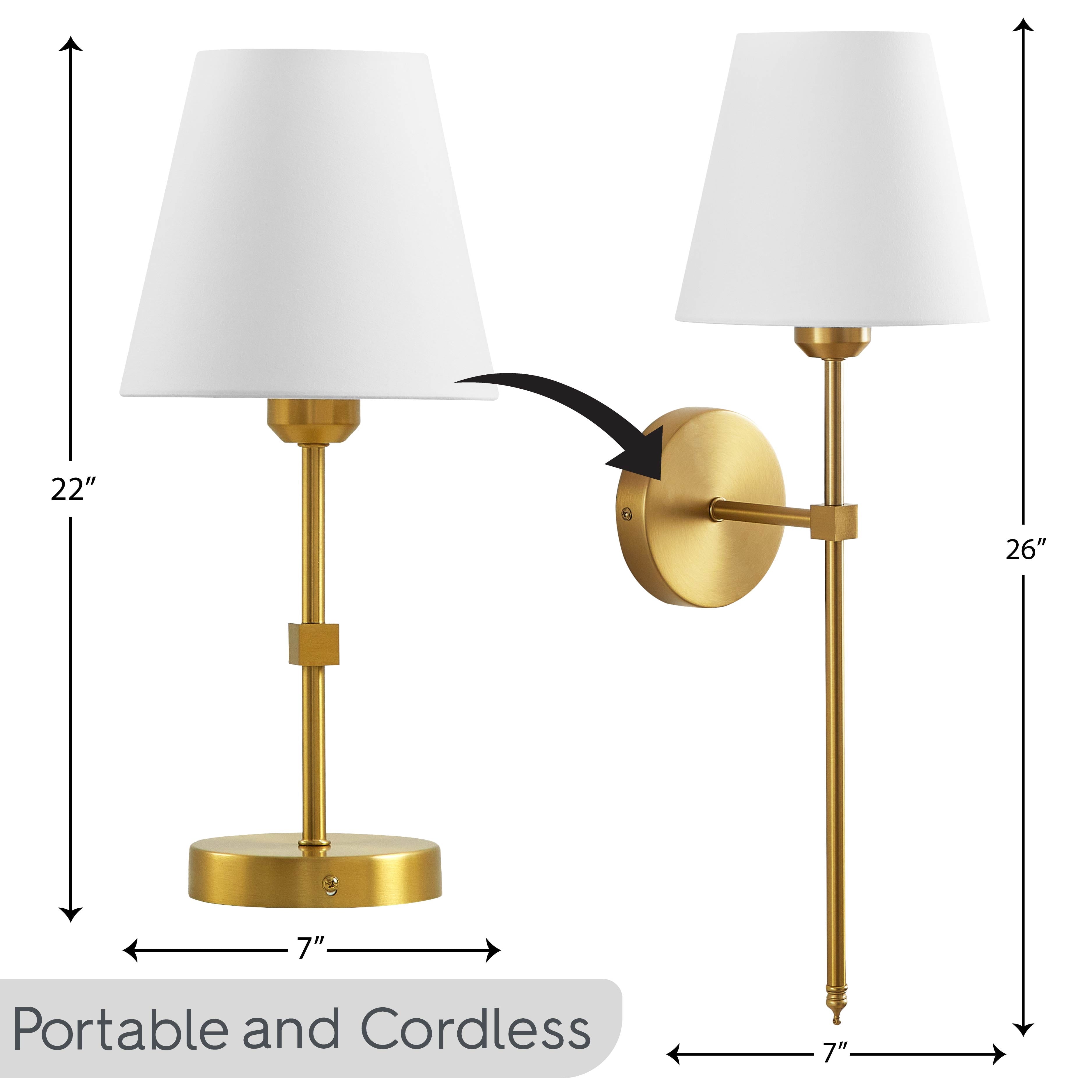  Contemporary Indoor 2-Pack Convertible LED Sconce Table Lamp, Gold