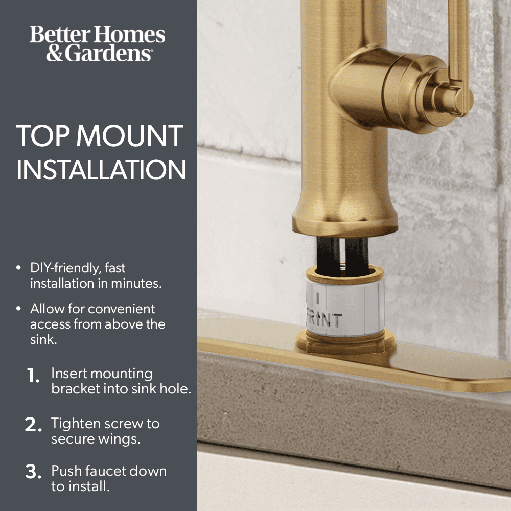  Modern Heirloom Pull Down Kitchen Faucet, Heritage Gold