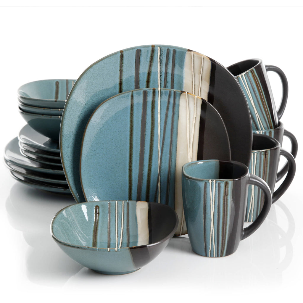  Bazaar Dinnerware, Teal, Set Of 16