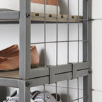  Decorative Gunmetal Grey Wood and Metal Shoe Rack