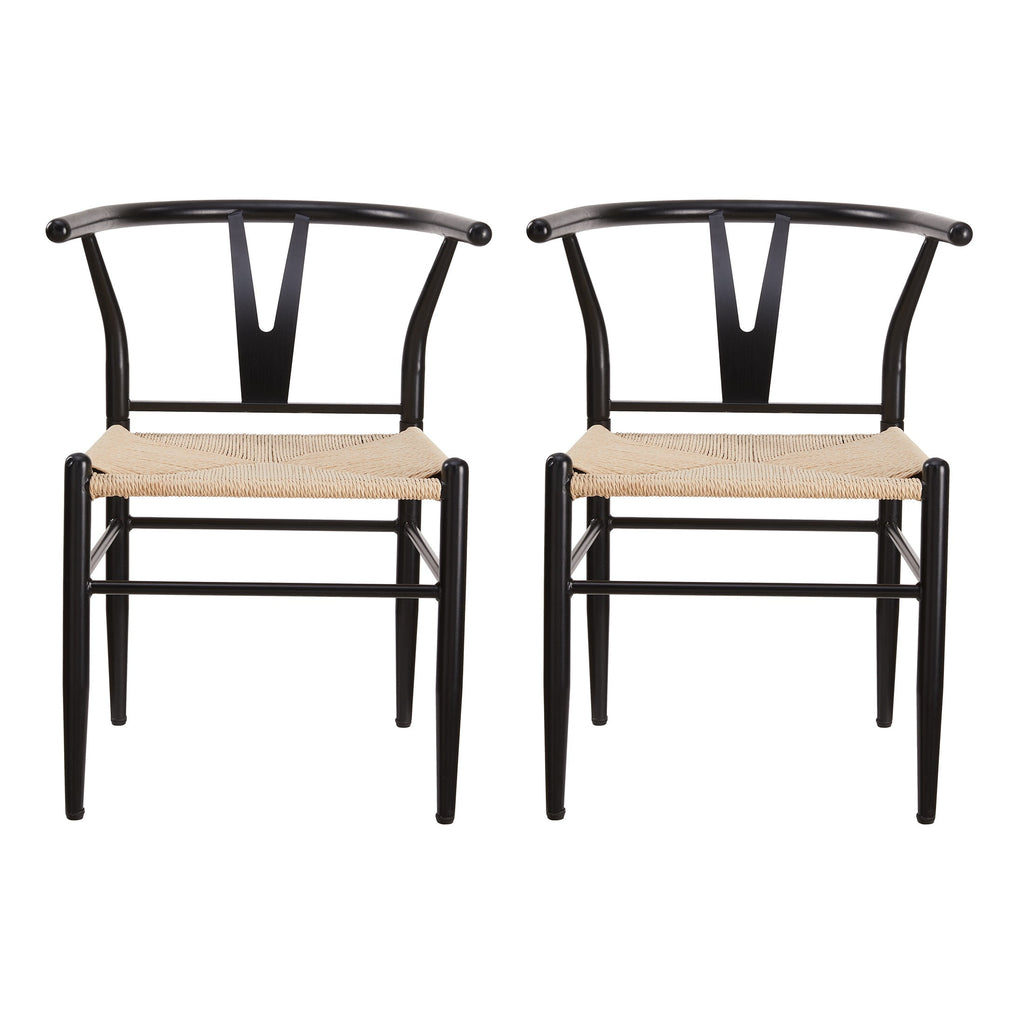  Springwood Wishbone Chair 2 Pack, Metal Base Black Finish