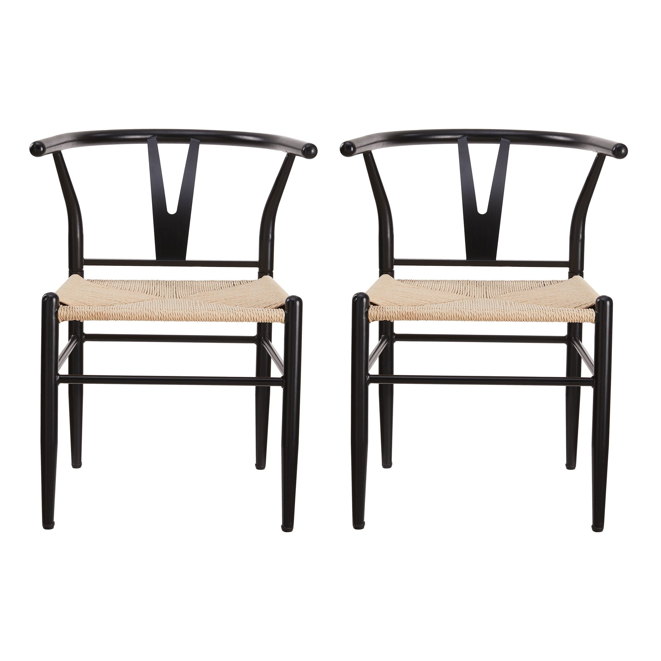  Springwood Wishbone Chair 2 Pack, Metal Base Black Finish