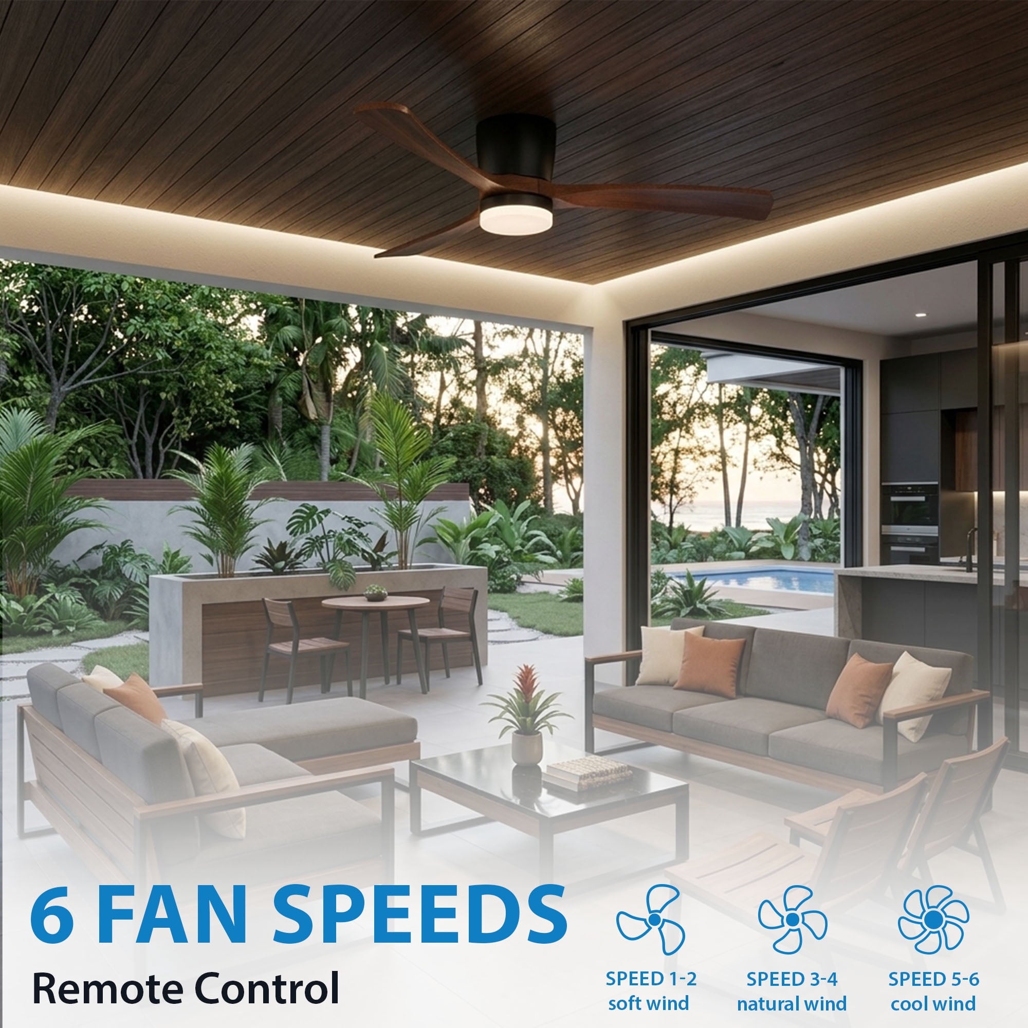  52" Hayden Matte Black Indoor/Outdoor Hugger Ceiling Fan with Light Kit and Remote Control
