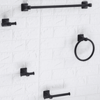  Steel Wall Mount 5PC Bath Hardware and Towel Holder Set Matte Black, Horizontal Orientation