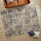  Square Abstract Area Rug, Blue, 5'x7'