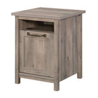  Modern Farmhouse Side Table with USB, Rustic Gray Finish