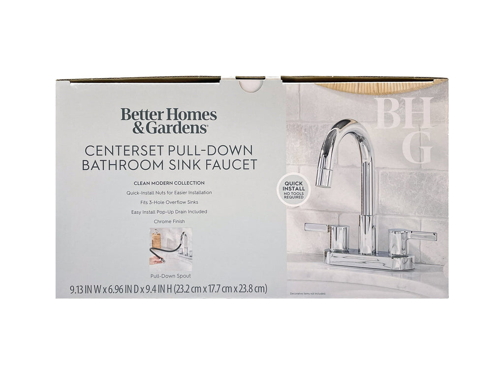  Clean Modern Chrome 4" Centerset Bathroom Faucet with Pull-Down Sprayer