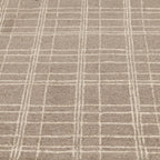  Beige Plaid Wool Indoor Area Rug, 7'10"x9'10"