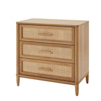  Springwood Caning 3-Drawer Nightstand with USB, Light Honey finish