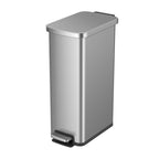  Kitchen Trash Can, 7.9 Gallon Stainless Steel Slim Step Garbage Bin with Soft Close Lid, Silver