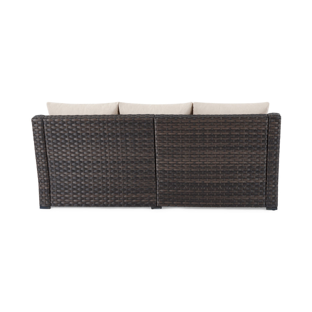  River Oaks Outdoor Sofa & 2 Nesting Tables with Patio Cover, Dark Brown