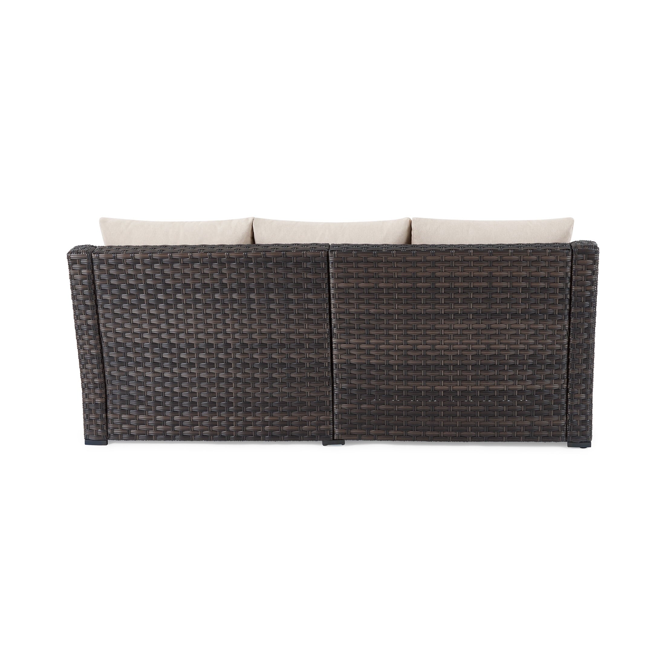  River Oaks Outdoor Sofa & 2 Nesting Tables with Patio Cover, Dark Brown