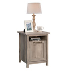  Modern Farmhouse Side Table with USB, Rustic Gray Finish