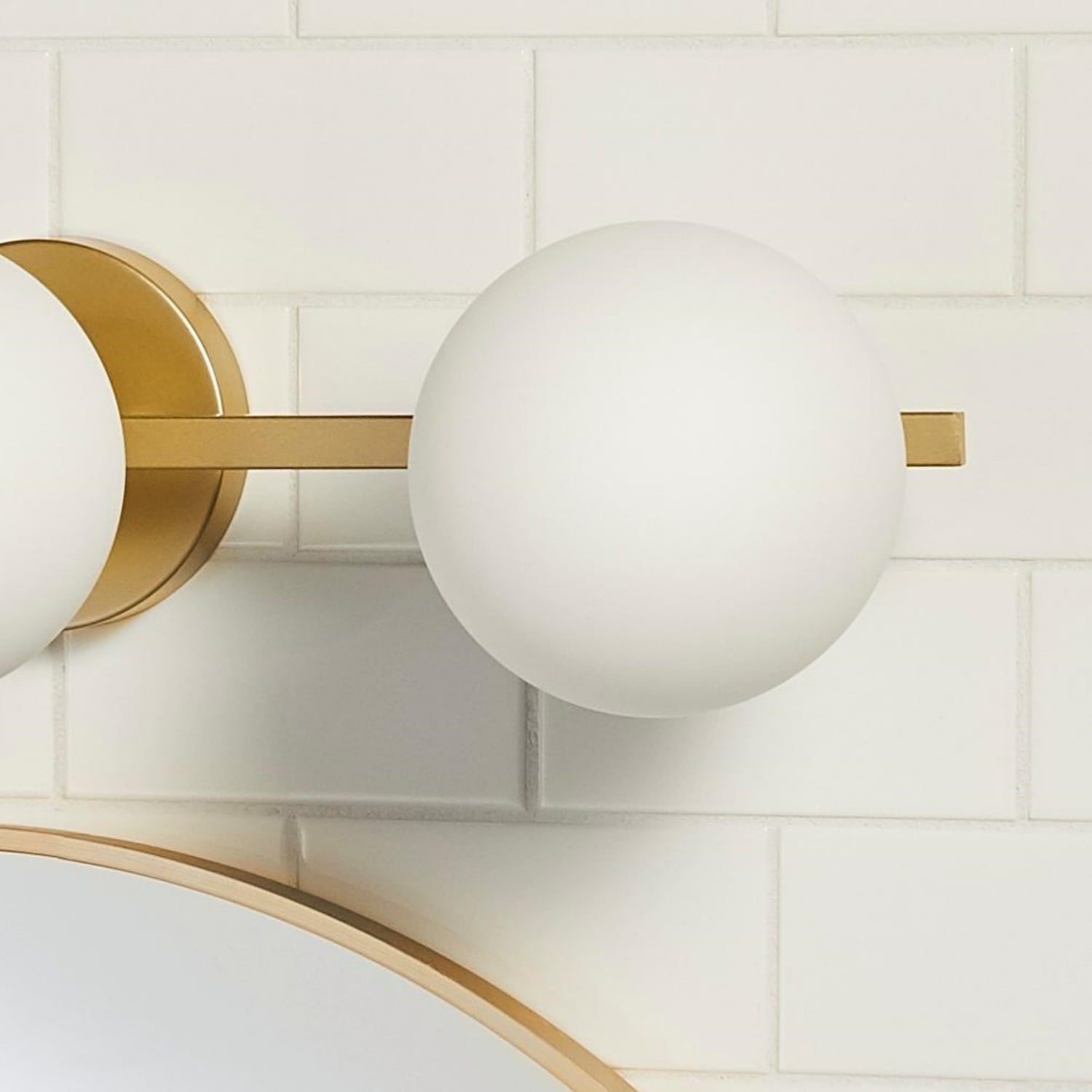  Modern Vanity Light, Brass Finish, Frosted Glass Shades, T6 LED Bulbs