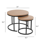  Marlow Outdoor 2pk Patio Nesting Tables, Black