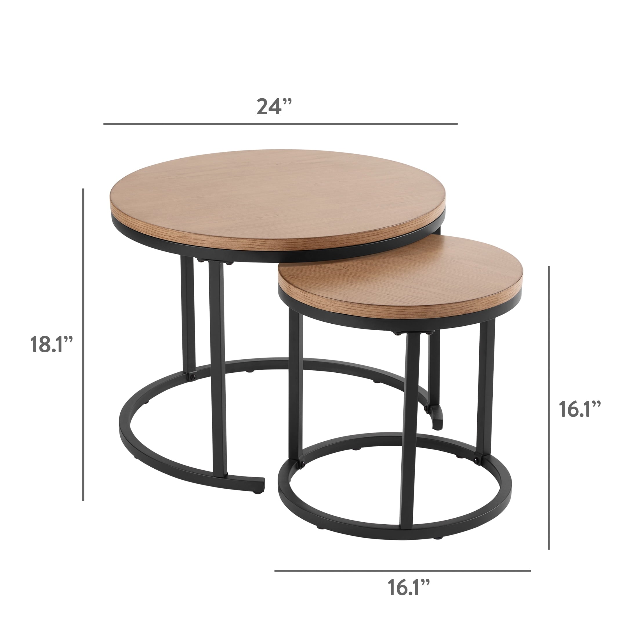  Marlow Outdoor 2pk Patio Nesting Tables, Black