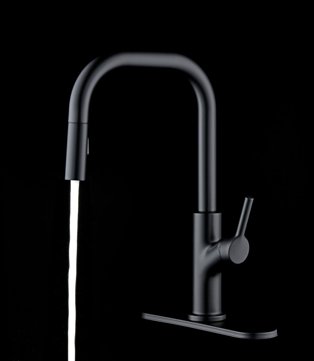  Sleek Simplicity Matte Black Pull Down Kitchen Faucet