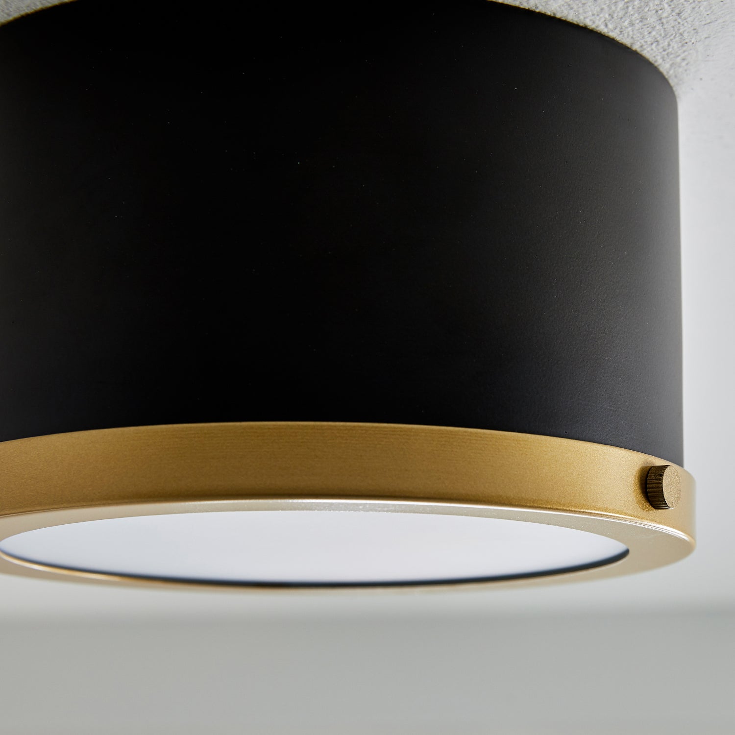  1- Light 6.5" Flush Mount Light Matte Black and Glass Shade with Bulbs