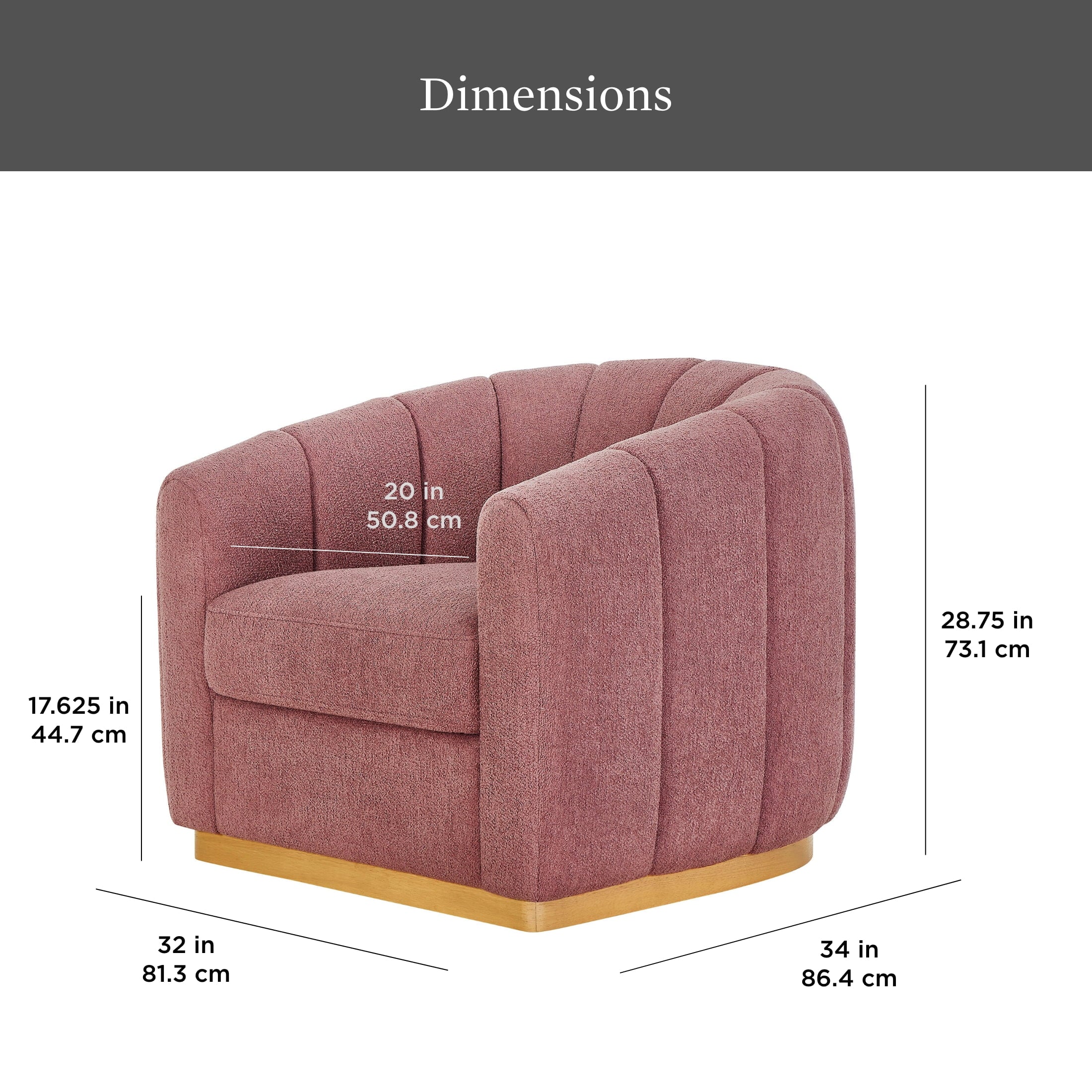  Lillian Accent Swivel Chair, Rose Boucle
