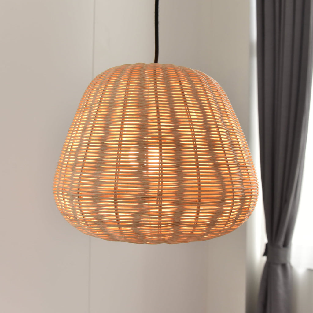  50" Natural Woven Pendant LED A19 1-Light Bulb 8W(60W Equiv), Matte Black