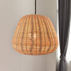  50" Natural Woven Pendant LED A19 1-Light Bulb 8W(60W Equiv), Matte Black