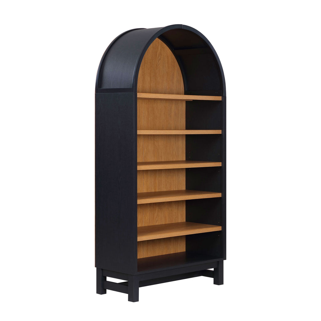  Juliet Open Arch Bookcase, Rich Black and Light Honey