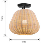  Nature Woven Ceiling Light, A19 60W Soft White, Medium Base, Dimmable, 1 pack