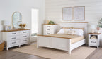  Modern Farmhouse 56.85" Wide 6 Drawer Dresser, Alabaster and Light Honey Finish