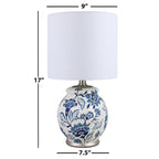  Floral Ceramic Lamp with Shade, 17"