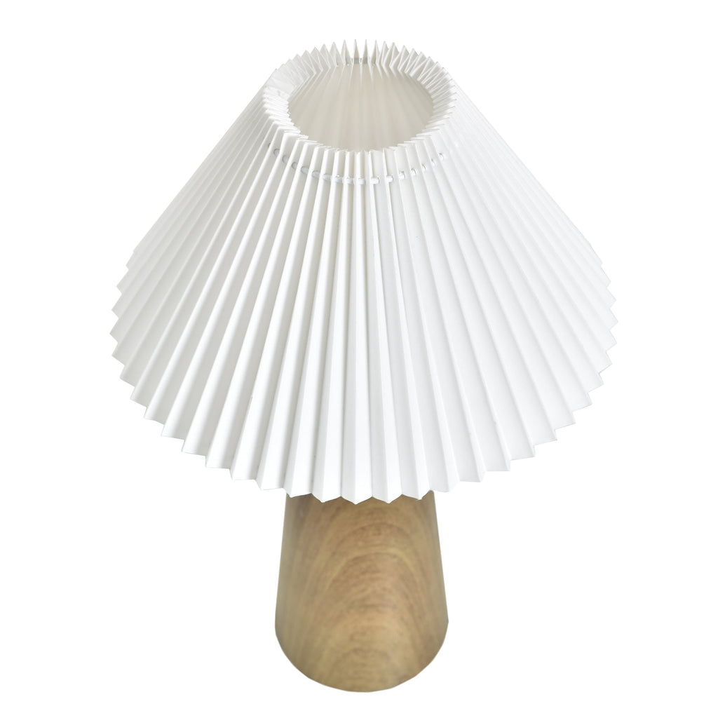  Wood Grain Finish Table Lamp with Pleated Shade