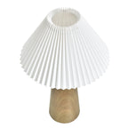  Wood Grain Finish Table Lamp with Pleated Shade