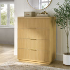 Lillian 4 Drawer Dresser and 2 Nightstands Bedroom Set, Natural Pine