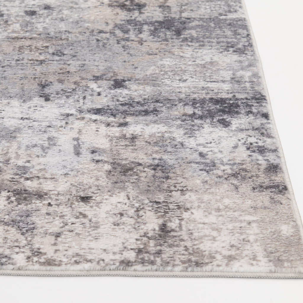  5' x7' Grey Beige Abstract Machine Washable Faux Fur Indoor Area Rug