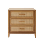  Springwood Caning 3-Drawer Nightstand with USB, Light Honey finish