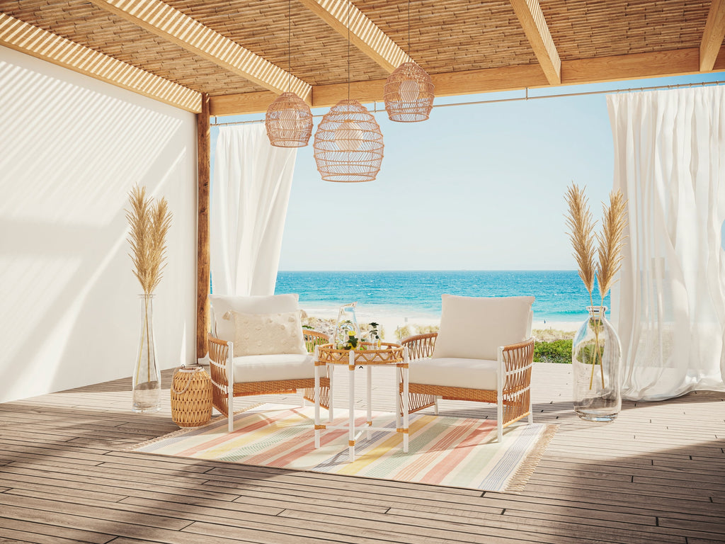  Lilah 2-Pack Outdoor Wicker Lounge Chairs, White