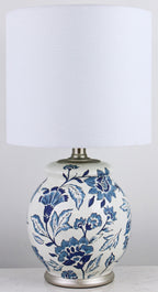  Floral Ceramic Lamp with Shade, 17"