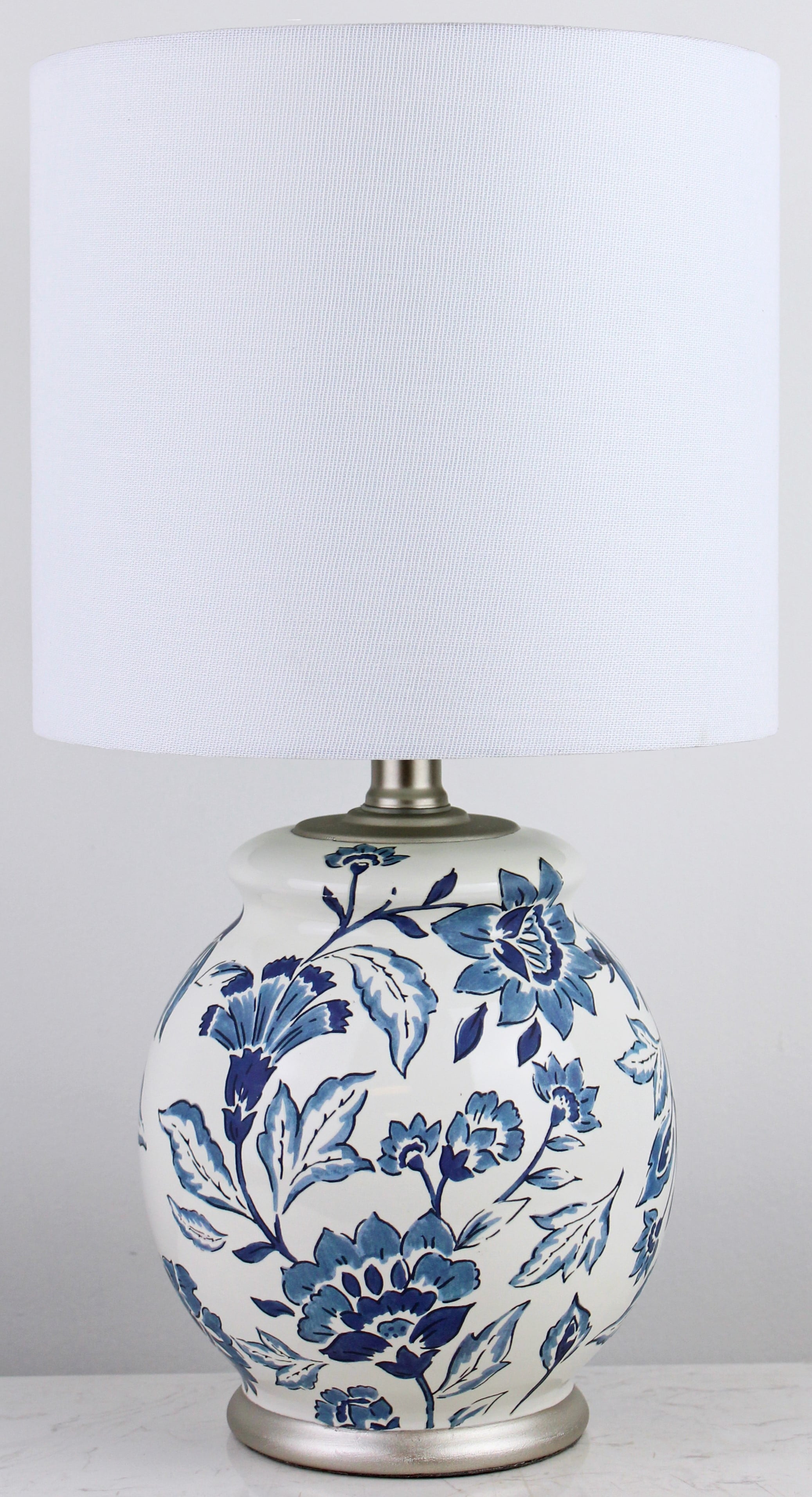  Floral Ceramic Lamp with Shade, 17"
