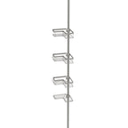  Adjustable Tension Steel Shower Pole Caddy, 4 Shelves, Satin Nickel