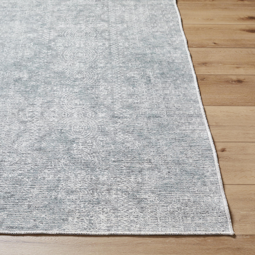 Boho Circles Washable Non-Skid Area Rug, Blue, 5' 3" x 7'