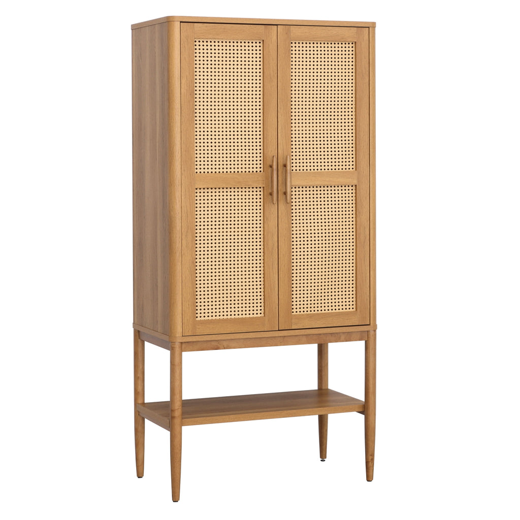 Springwood Caning Storage Accent Cabinet, Light Honey Finish