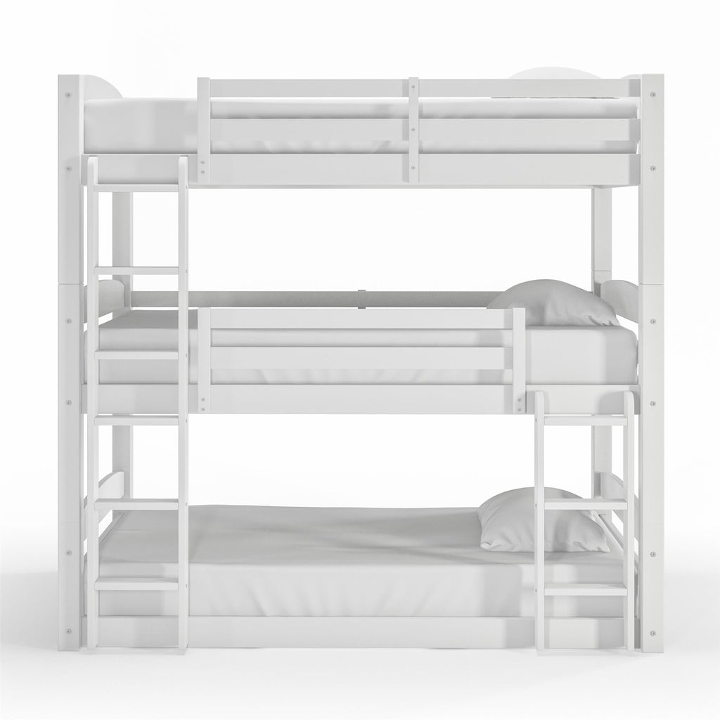  Tristan Kids' Convertible Triple Bunk Bed, Twin Over Twin Over Twin, White