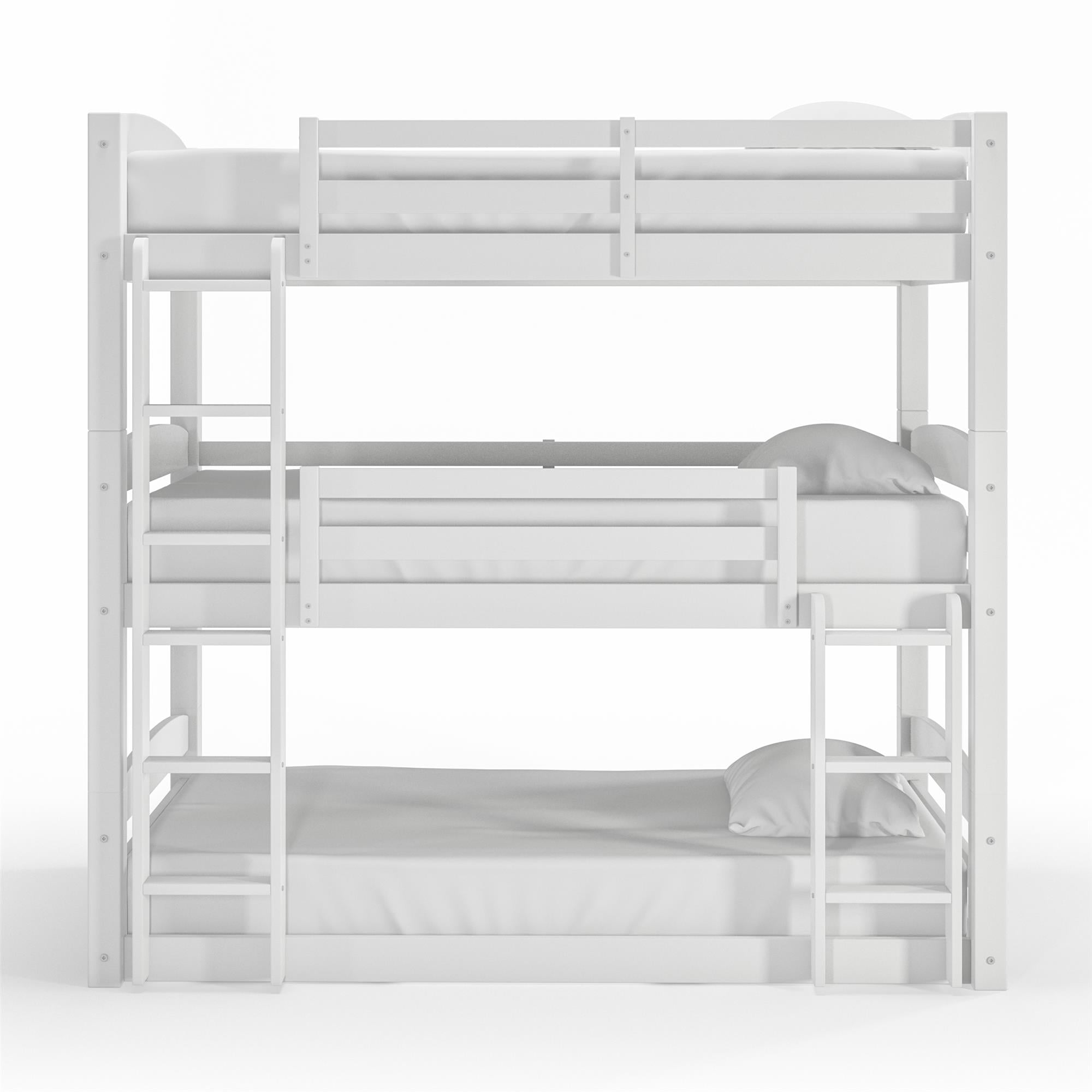  Tristan Kids' Convertible Triple Bunk Bed, Twin Over Twin Over Twin, White