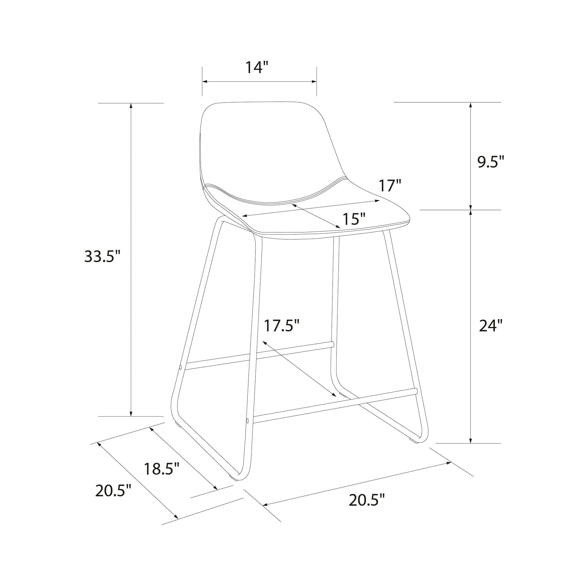  Farley Scoop Counter Height Stool, Camel Faux Leather