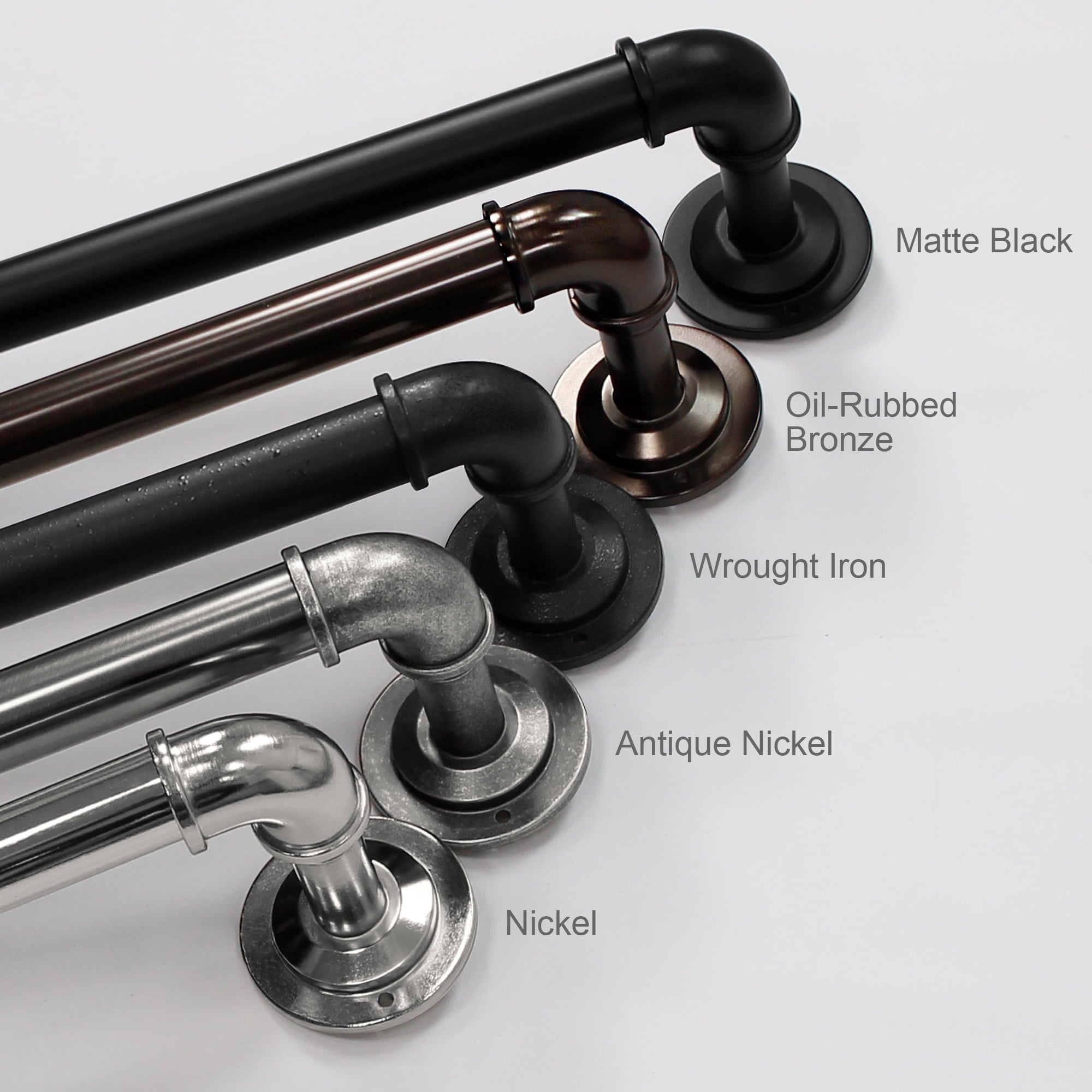  1" Industrial Pipe Single Curtain Rod 42-120" Wrought Iron