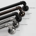  1" Wrought Iron Finish Industrial Pipe Single Curtain Rod 32-120"