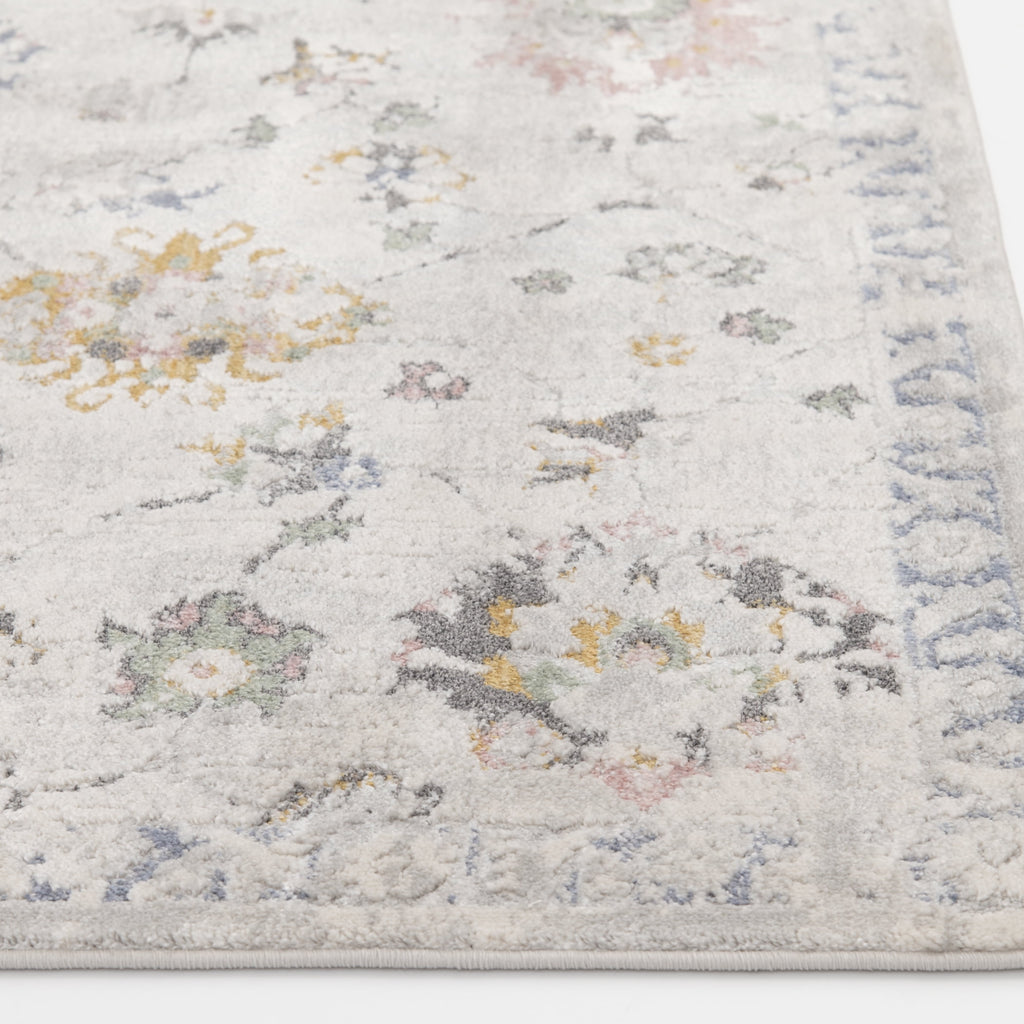  Persian Blooms Silver Indoor Area Rug, 5' x 7'